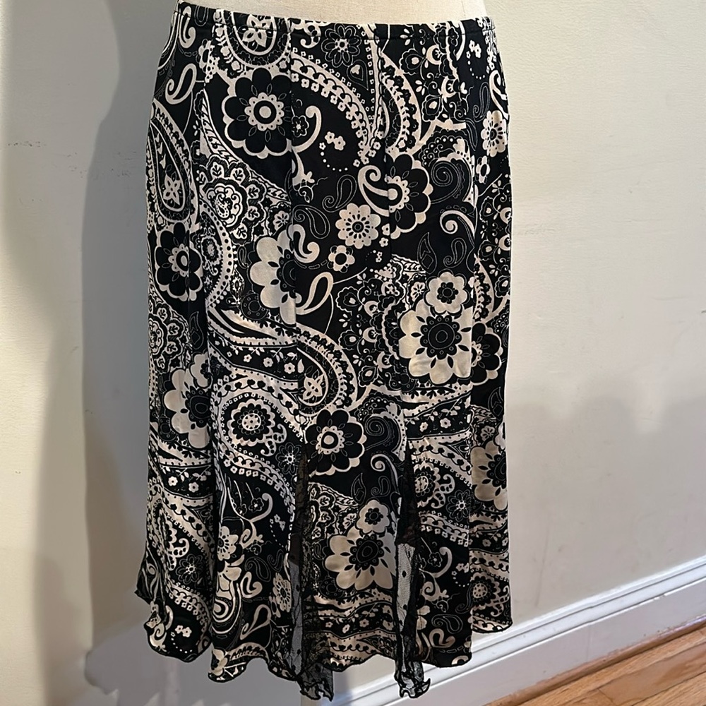 Joseph Ribkoff floral paisley polka dot lace insert skirt